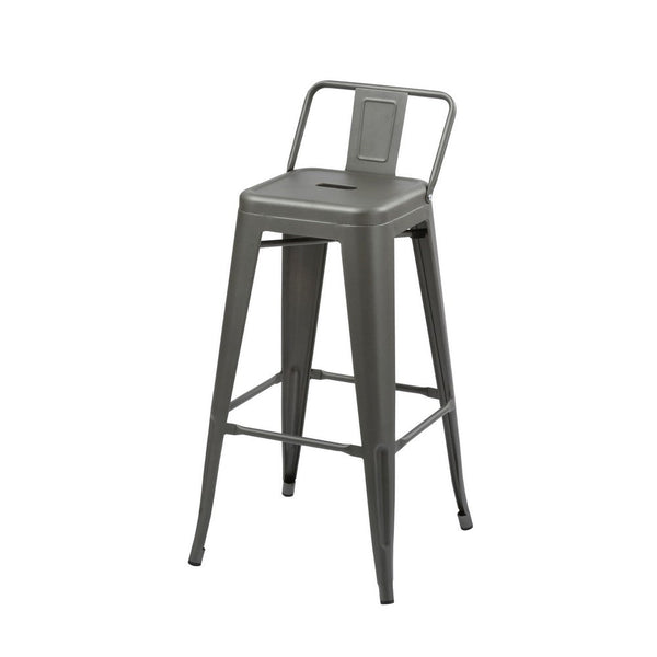 Giri 26 Inch Counter Stool Chair, Footrest and Tapered Legs, Gray Metal - BM311909