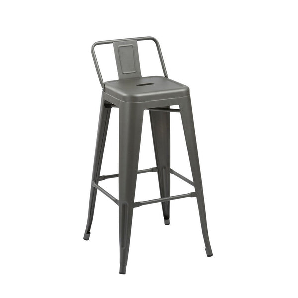 Giri 26 Inch Counter Stool Chair, Footrest and Tapered Legs, Gray Metal - BM311909