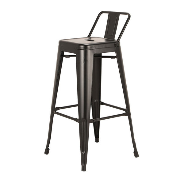 Giri 26 Inch Counter Stool Chair, Footrest and Tapered Legs, White Metal - BM311910