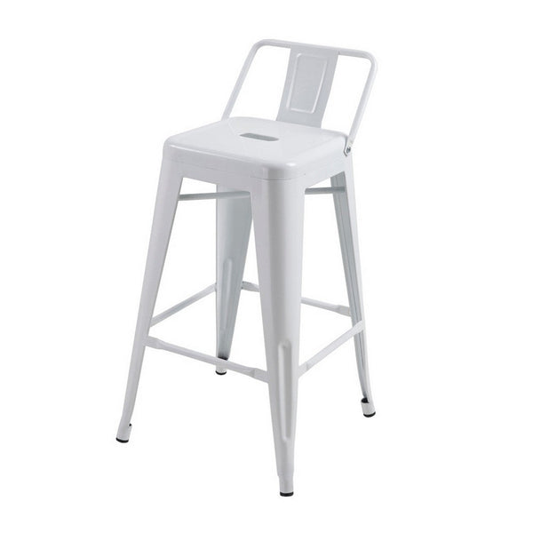 Giri 26 Inch Counter Stool Chair, Footrest and Tapered Legs, White Metal - BM311912