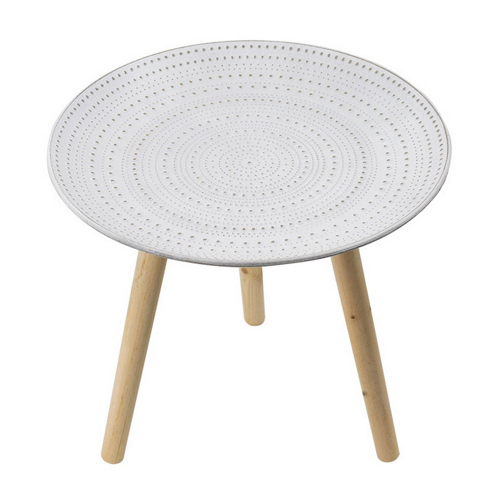 12, 16, 18 Inch Side Tables Set of 3, White Finished Pattern MDF Top, Brown - BM311930