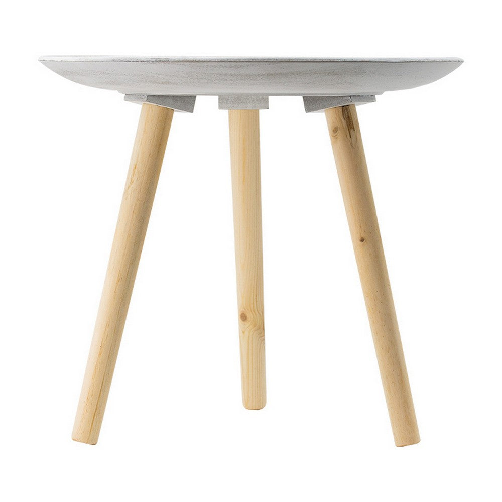 12, 16, 18 Inch Side Tables Set of 3, White Finished Pattern MDF Top, Brown - BM311930