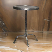 41 Inch Plant Stand Table, Round Top, Turned Base, Modern Silver Aluminium - BM311935