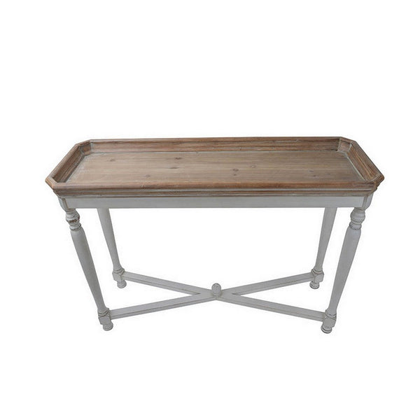 42 Inch Sofa Table, Narrow Design, Fir Wood, MDF, Brown, Antique White - BM311936