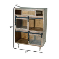 47 Inch Sideboard Server Cabinet, Sliding Doors, Iron, Sandblast White Wood - BM311993