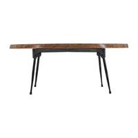 Aji 31 Inch Coffee Table, Oval Acacia Wood Top, Iron Legs, Brown and Black - BM312076