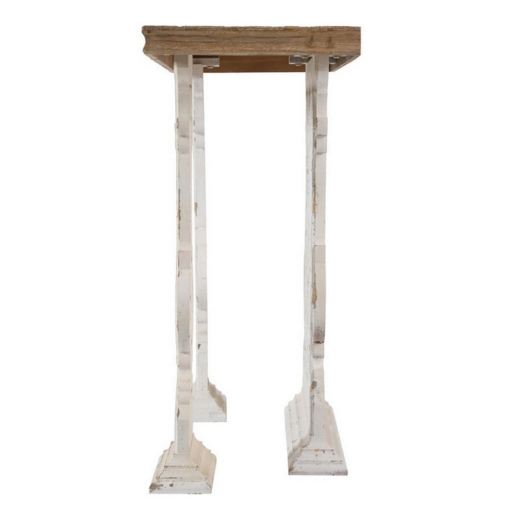 47 Inch Console Sofa Table, Fir Wood Rectangular Top, White Carved Legs - BM312101