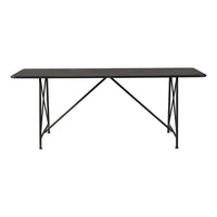 79 Inch Dining Table, Black Rectangular Top, Sleek X Shaped Iron Legs - BM312109