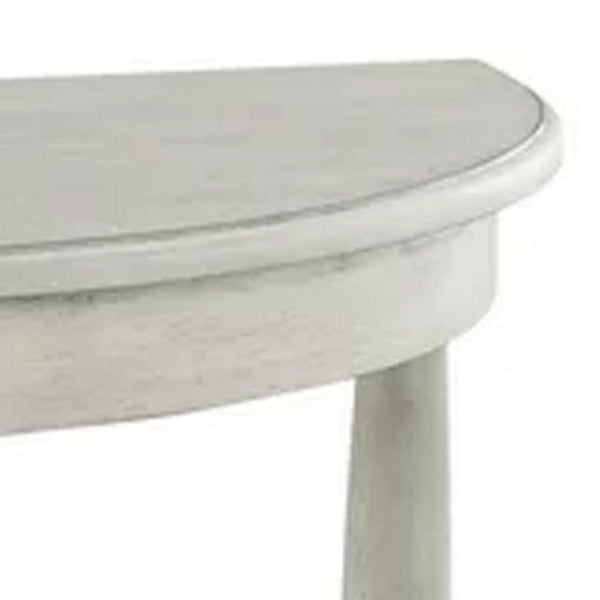 Kiana 28 Inch Side End Table, Bottom Shelf, Semicircle, Antique Gray Wood - BM312130