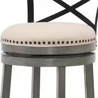 Vesper 31 Inch Swivel Barstool Chair Set of 2, Beige Seat, Gray Wood Frame - BM312146