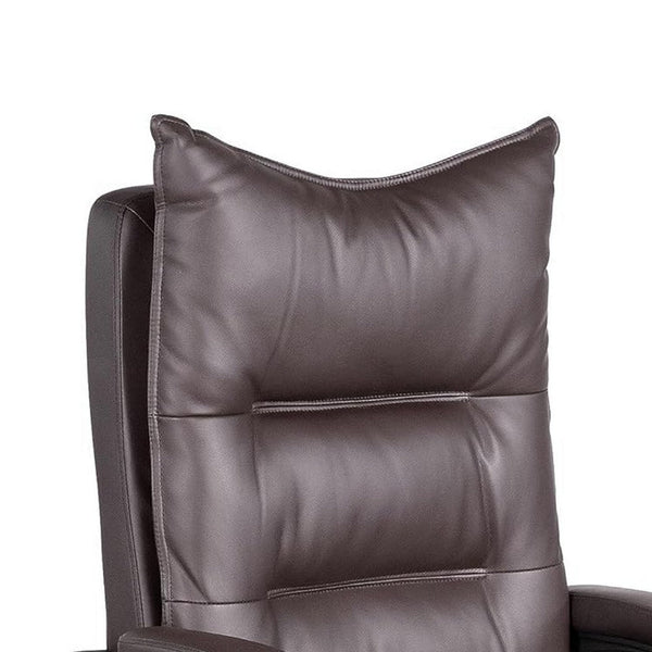 Elin 46 Inch Office Chair Recliner, Footrest, Brown Faux Leather, Wheels - BM312153
