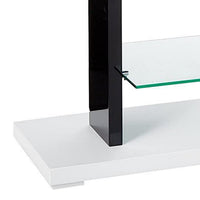 55 Inch TV Entertainment Console, Glass Top, Chrome Posts, Black, White - BM312171