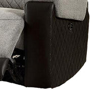 Sten 39 Inch Power Recliner Chair, USB, Gray Fabric, Black Faux Leather - BM312178