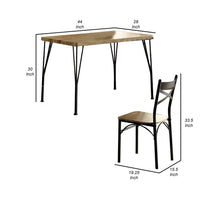 Leba 5 Piece Dining Table Set, 4 Chairs, Brown Wood Seat, Bronze Metal Legs - BM312187