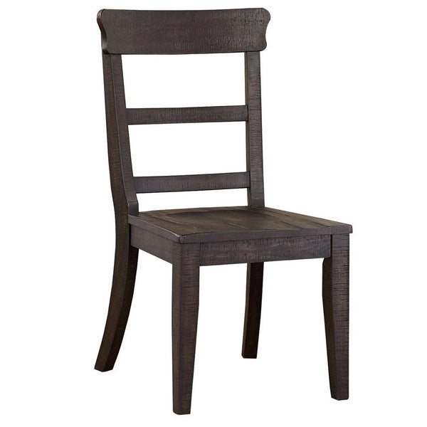 Lase 22 Inch Dining Side Chair Set of 2, Ladder Back, Antique Black Wood - BM312188