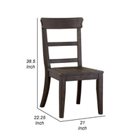 Lase 22 Inch Dining Side Chair Set of 2, Ladder Back, Antique Black Wood - BM312188