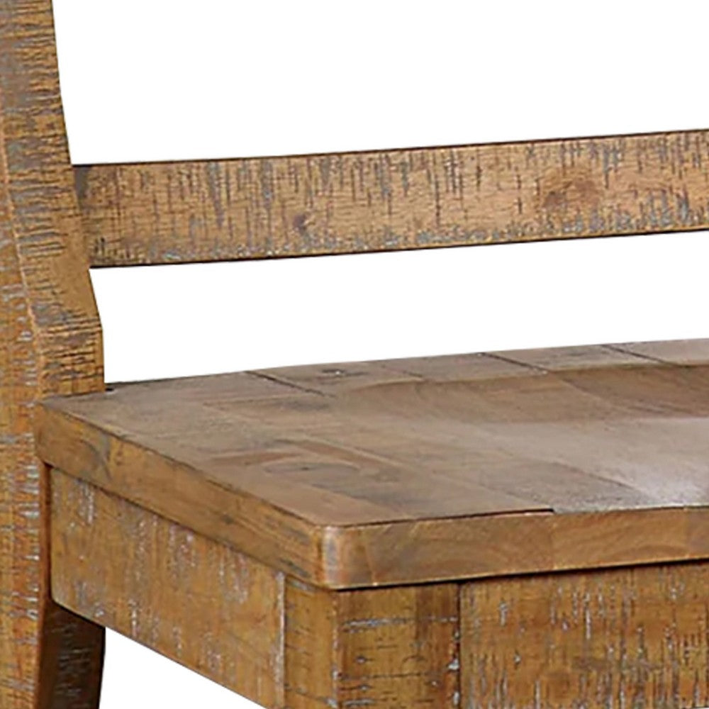 Lase 22 Inch Dining Side Chair Set of 2, Ladder Back, Natural Brown Wood - BM312189
