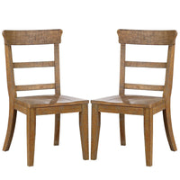 Lase 22 Inch Dining Side Chair Set of 2, Ladder Back, Natural Brown Wood - BM312189