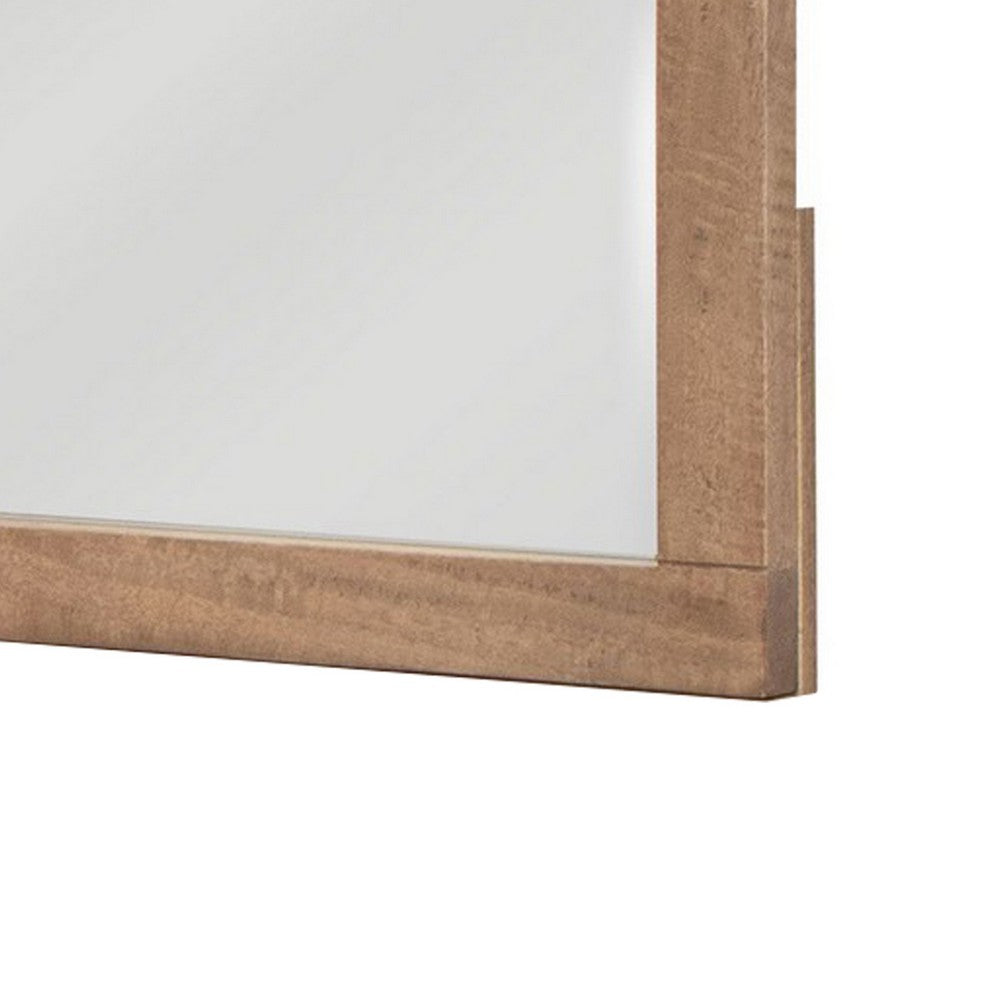 Neuv 33 x 36 Dresser Mirror, Square Shape, Solid Wood Frame, Natural Brown - BM312239