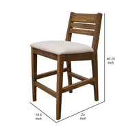 Texu 30 Inch Barstool Chair Set of 2, Peanut Brown Solid Wood, Fabric - BM312249