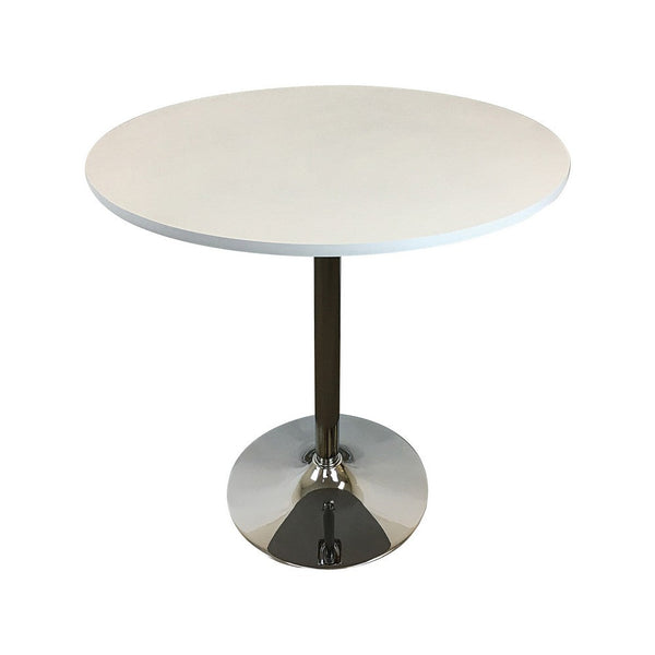 Mari 36 Inch Counter Height Table, White Round Top and Stainless Steel Base - BM312265