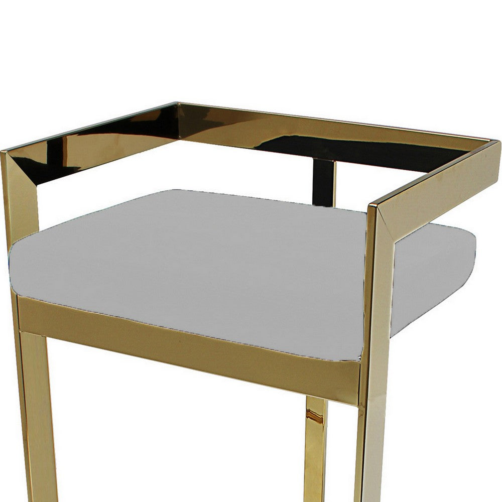 Pio 30 Inch Barstool Chair, Gray Velvet Padded Seat, Gold Metal Finish - BM312282