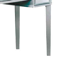 43 Inch Vanity Desk with Stool, Drawers, 3 Sided Mirrors, Silver Wood Frame - BM312288