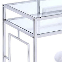 42 Inch Vanity Desk with Faux Fur Stool, Mirror, Glam Chrome Metal Frame - BM312293