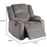 Finlo 40 Inch Power Recliner Chair, USB Port, Plush Gray Chenille Fabric - BM312303