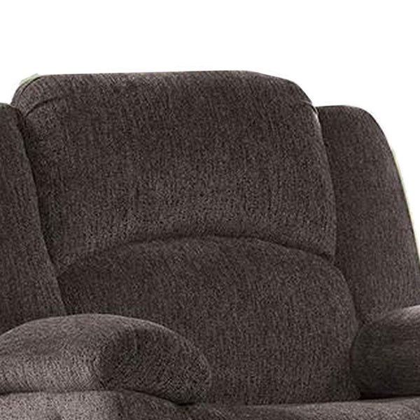 Cerys 40 Inch Power Recliner Chair, USB, Soft Dark Brown Chenille Fabric - BM312304