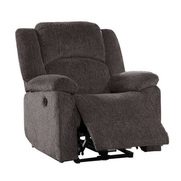 Cerys 40 Inch Power Recliner Chair, USB, Soft Dark Brown Chenille Fabric - BM312304