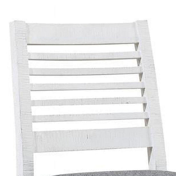Wren 23 Inch Counter Height Chair Set of 2, Antique White Wood, Gray Seat - BM312309