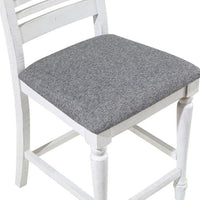 Wren 23 Inch Counter Height Chair Set of 2, Antique White Wood, Gray Seat - BM312309
