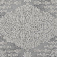 Trix 8 x 10 Large Area Rug, Mandala Pattern, Rectangular, Gray Cotton Fiber - BM312324