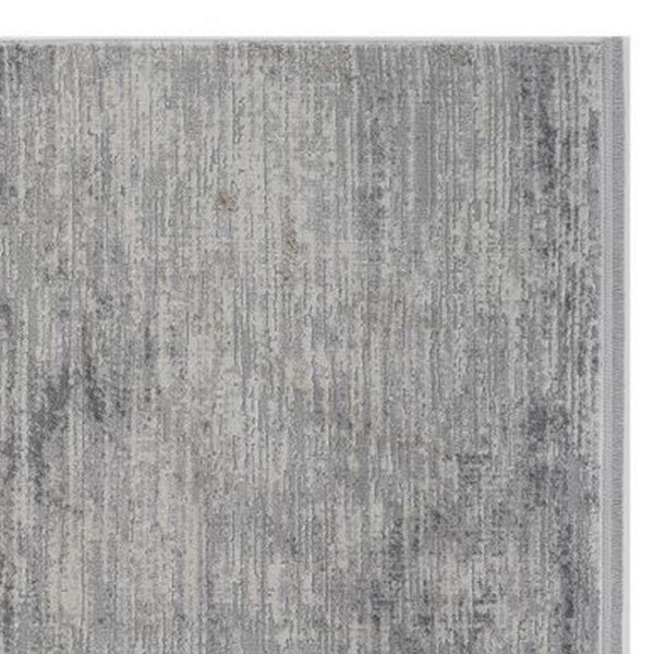Trix 8 x 10 Large Area Rug, Abstract, Micro Fringe Details, Gray Polyester - BM312325