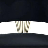 Verie 22 Inch Side Dining Chair, Gold Base, Padded Black Velvet - BM312345