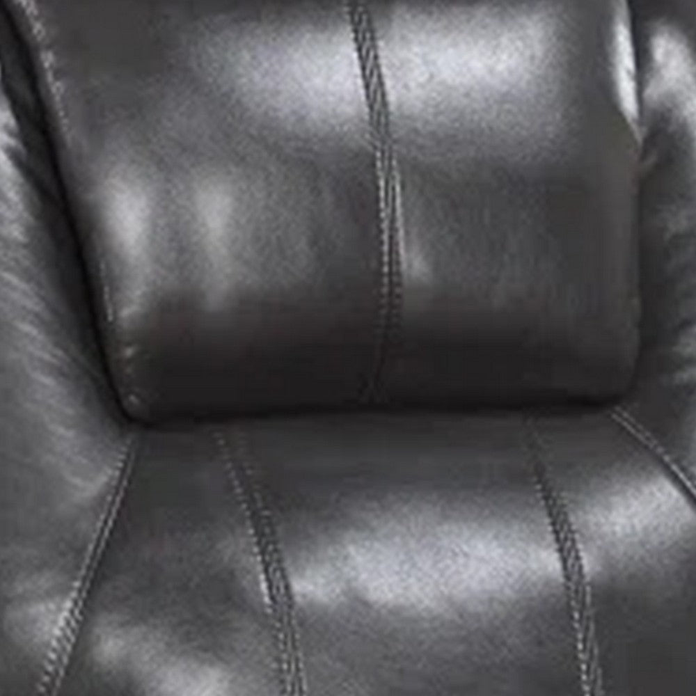 Evans 37 Inch Recliner Chair, Power Lift, Cupholders, Gray Faux Leather - BM312353
