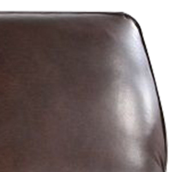 Enice 40 Inch Accent Chair with Footrest, Nailhead Trim, Dark Brown Leather - BM312357