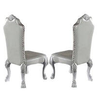 Ally 25 Inch Side Chair Set of 2, Curved Top, Carved Scrolled Motifs, White - BM312360