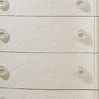 Dorie 52 Inch Tall Dresser Chest, 5 Drawers, Molded Trim, Ivory White Wood - BM312367