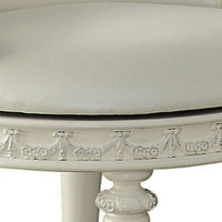 Dorie 21 Inch Swivel Chair Vanity Stool, Low Back, Ivory White Faux Leather - BM312368