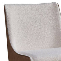 25 Inch Side Dining Chair Set of 2, Wingback, White Boucle, Walnut Brown - BM312370