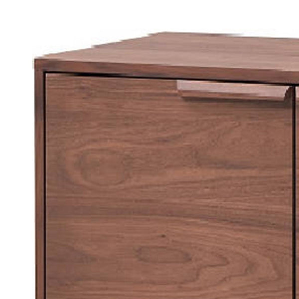 Evis 53 Inch Sideboard Server Console, 2 Cabinets, Stone Top, Walnut Brown - BM312376