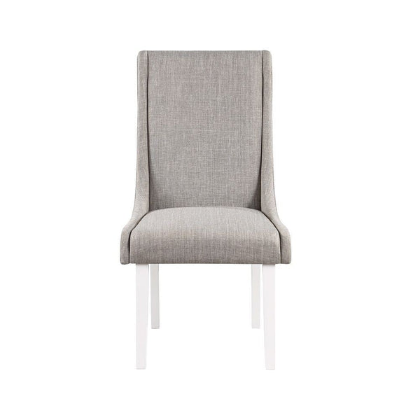 Joyce 25 Inch Side Dining Chair Set of 2, Wingback, Gray Linen, White Wood - BM312410
