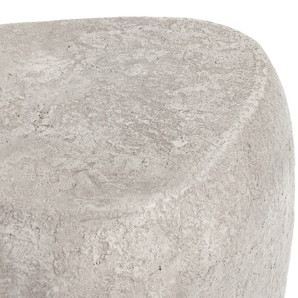 24 Inch Outdoor End Table, Concrete Hollow Base and Round Top, Light Gray - BM312462
