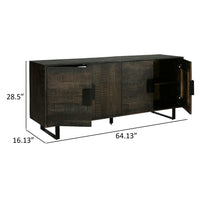 Franz 64 Inch Sideboard Accent Cabinet, 4 Doors, Mango Wood, Black Base - BM312483