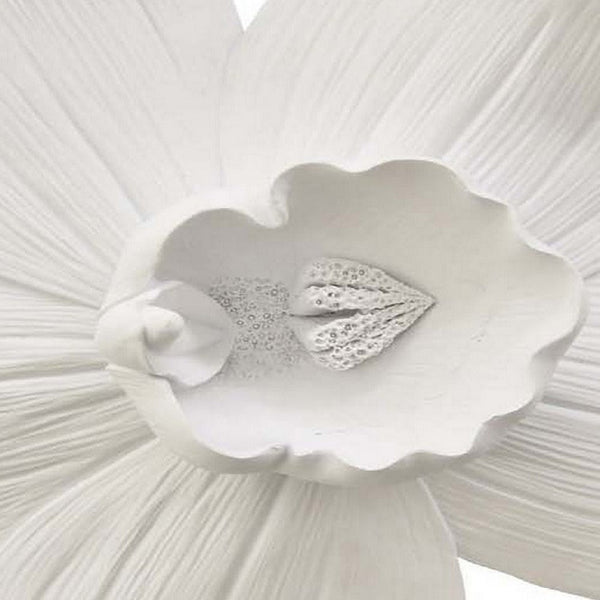 18 Inch Flower Wall Plaque, Resin, Modern Art Sculpture, White Finish - BM312492