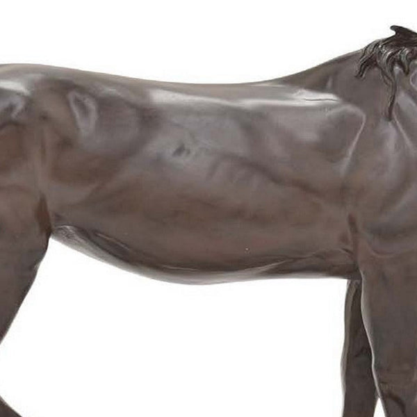 Refi 14 Inch Horse Statuette Figurine, Modern Style Sculpture, Brown Resin - BM312500