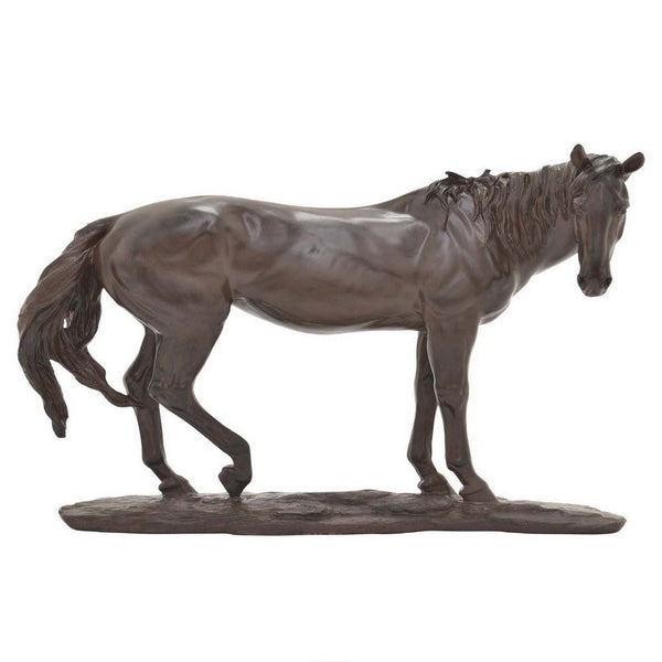 Refi 14 Inch Horse Statuette Figurine, Modern Style Sculpture, Brown Resin - BM312500