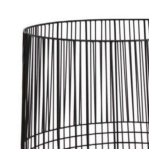 Vella Set of 3 Decorative Baskets, Open Cage Design, Black Metal Finish - BM312507